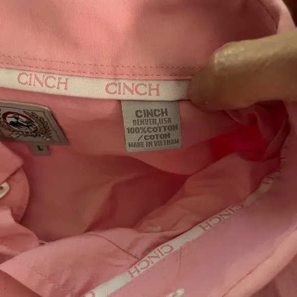 Cinch Men's Pink Button-Up Shirt long sleeve size large - Picture 5 of 5